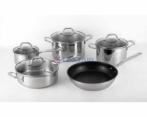 9-Piece Stainless Steel Cookware Set With 5 Layer Copper Bottom