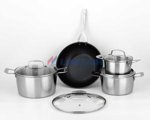 8-Piece Stainless Steel Cookware Set Of Conical Shape With Sandwich Bottom