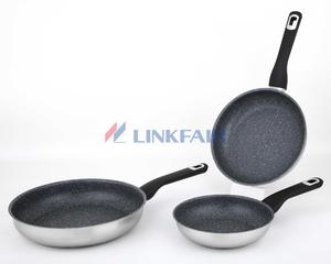 8",9" & 11" Black With White Dot Non-Stick Open Frypan 