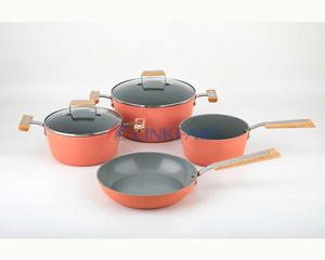  Classic Aluminum Non-stick Coating 6-Piece Cookware Set With Wooden Handles