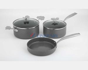 5-Piece Aluminum Non-stick Cookware Set With Casting Flower Design Handles